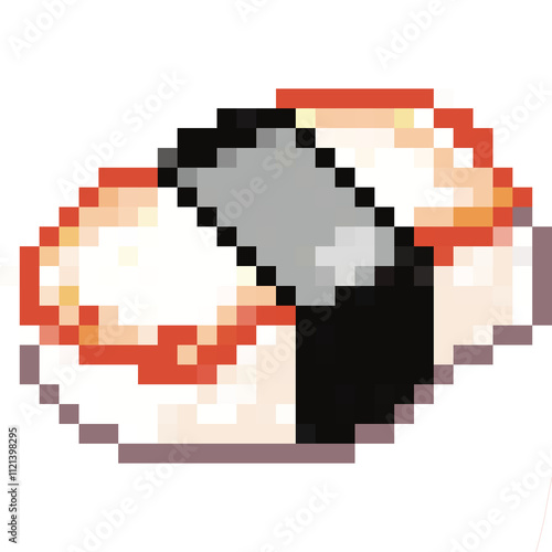 Sushi pixel art set,Japanese food, Rice and fish meal collection,Asian cuisine,8 bit,Game development, Mobile app, Pixelated Vector illustration