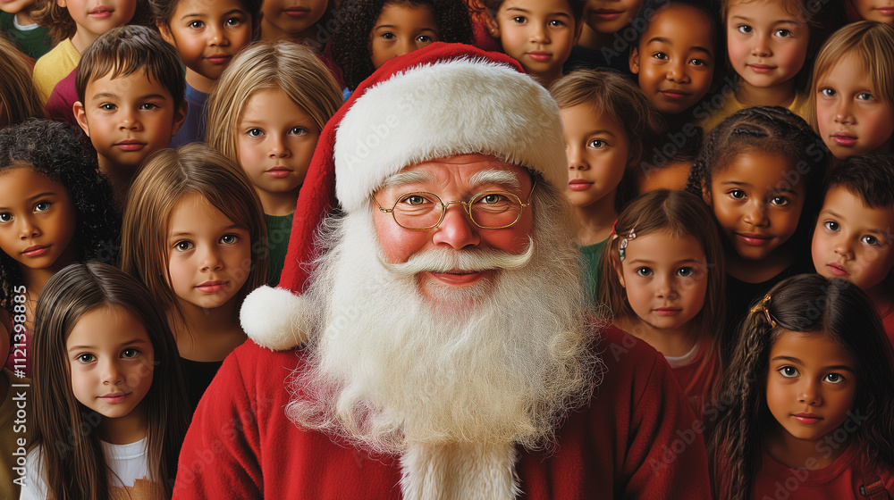 Santa’s Inclusive Celebration: A Group of Happy, Diverse Kids Santa’s Inclusive Celebration: A Group of Happy, Diverse Kids