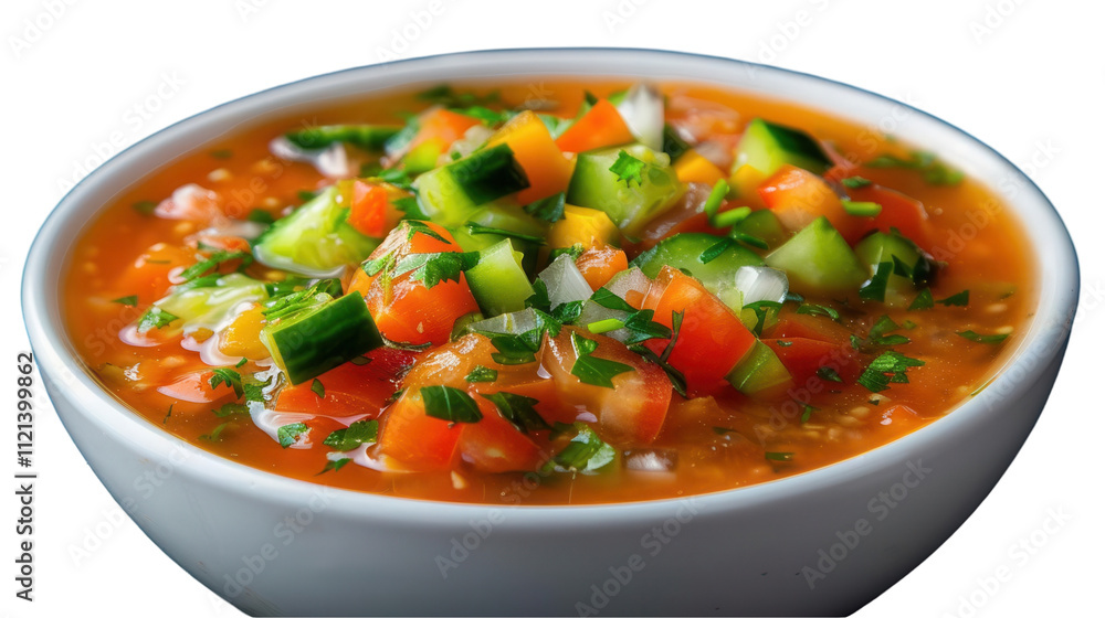 Delightful gazpacho bowl kitchen table culinary treat bright setting close-up view transparent background charm Delightful gazpacho bowl kitchen table culinary treat bright setting close-up view transparent background charm