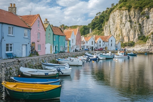 Coastal village with colorful houses