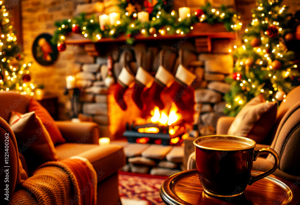 Fototapeta premium Cozy Fireplace Corner