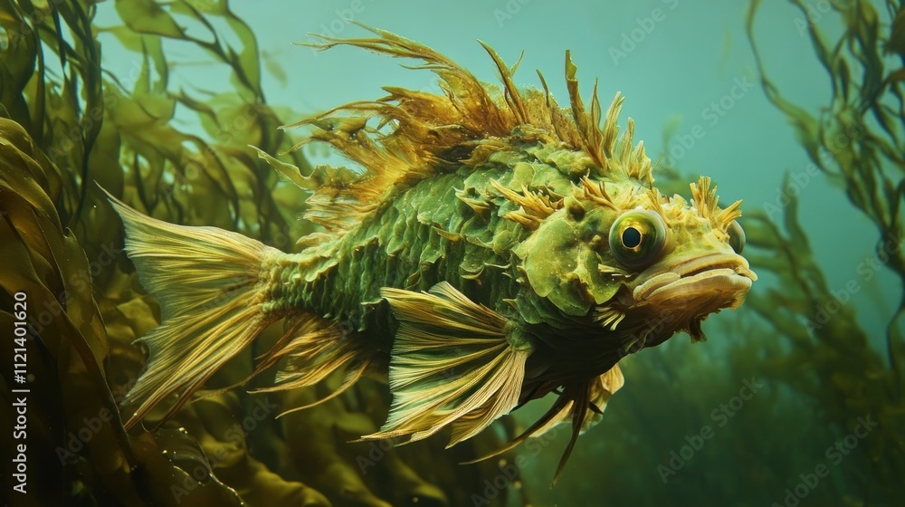 Majestic Kelp Forest Dweller: A Striking Underwater Portrait of a Unique Fish Majestic Kelp Forest Dweller: A Striking Underwater Portrait of a Unique Fish