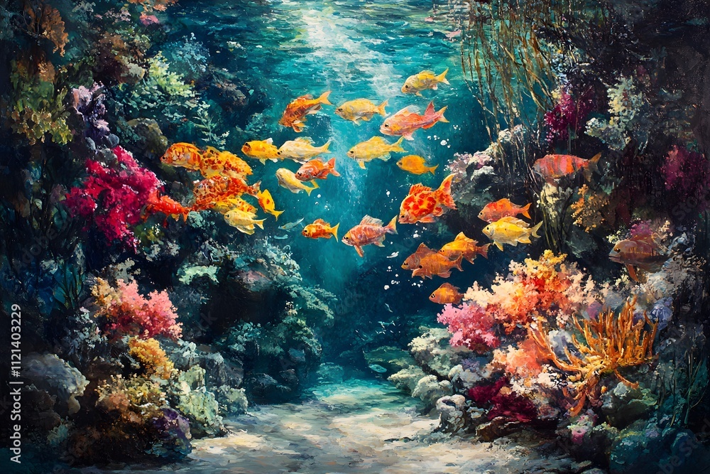 School of fish in coral reef School of fish in coral reef