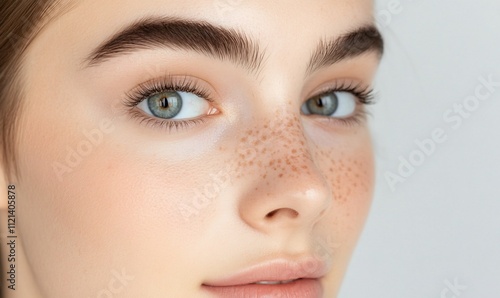 Close-up portrait of a young woman showcasing natural beauty.