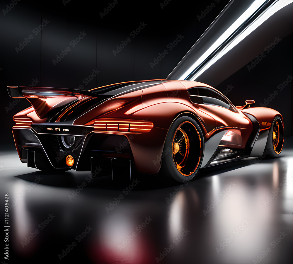 Modern concept of sports exotic car.beautiful and elegant design.cyberpunk style.generative ai Modern concept of sports exotic car.beautiful and elegant design.cyberpunk style.generative ai
