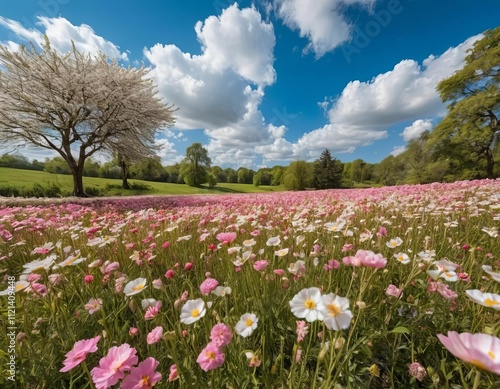 Wallpaper Mural field of flowers and sky Torontodigital.ca