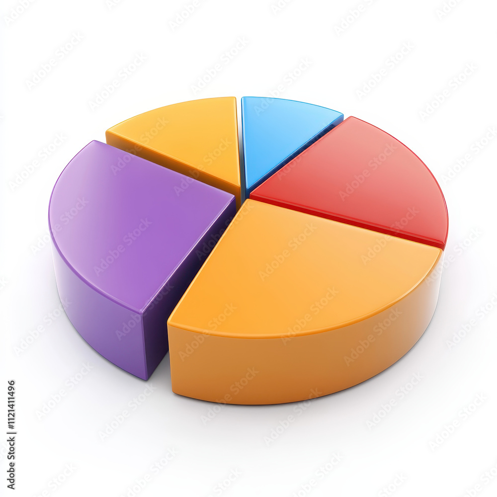 Obraz premium Colorful 3D pie chart with four segments isolated on white background