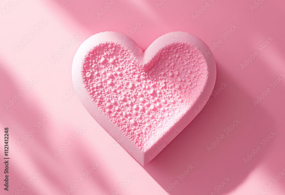 A large pink heart-shaped object on a soft pink background A large pink heart-shaped object on a soft pink background