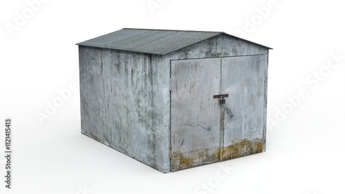 3D rendering of an old building on a white background
