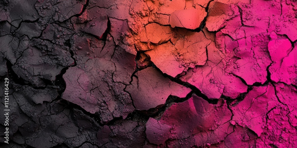 A vibrant, cracked texture featuring shades of black, orange, and pink, creating an abstract and visually striking pattern. A vibrant, cracked texture featuring shades of black, orange, and pink, creating an abstract and visually striking pattern.