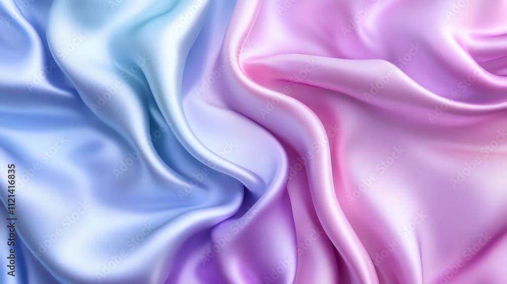 Fototapeta premium A soft, silky fabric with a gradient from blue to pink.