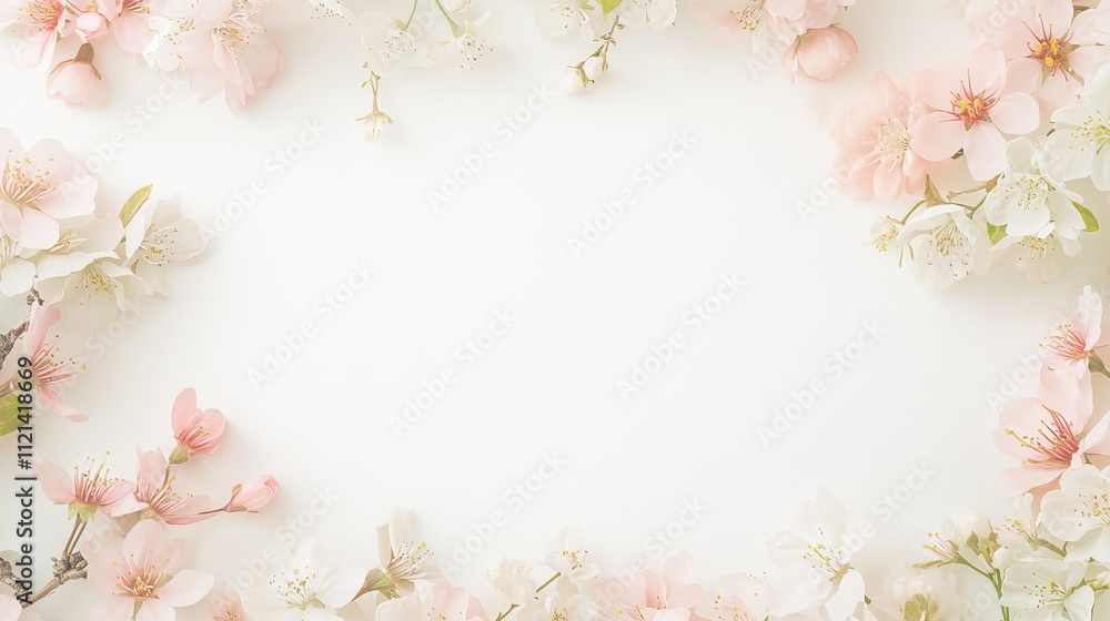 Delicate Spring Blossom Arrangement - A Floral Frame of Tender Pink and White Blossoms Delicate Spring Blossom Arrangement - A Floral Frame of Tender Pink and White Blossoms