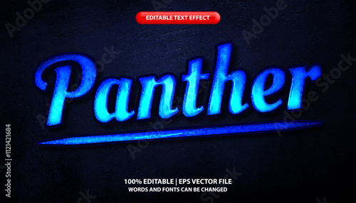 Panther Text Effect:  A sleek, editable blue text effect with a glowing, embossed design, perfect for logos, titles, or any project needing a bold, stylish touch.