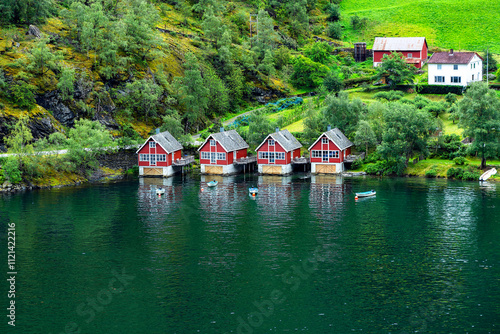 Bootshäuser in Flam photo