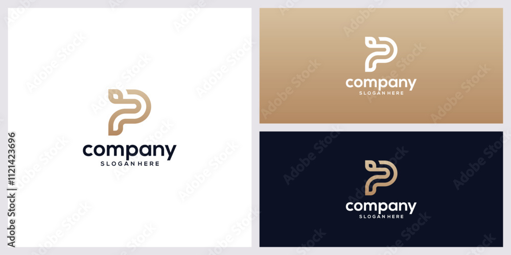 Obraz premium letter p and leaf logo