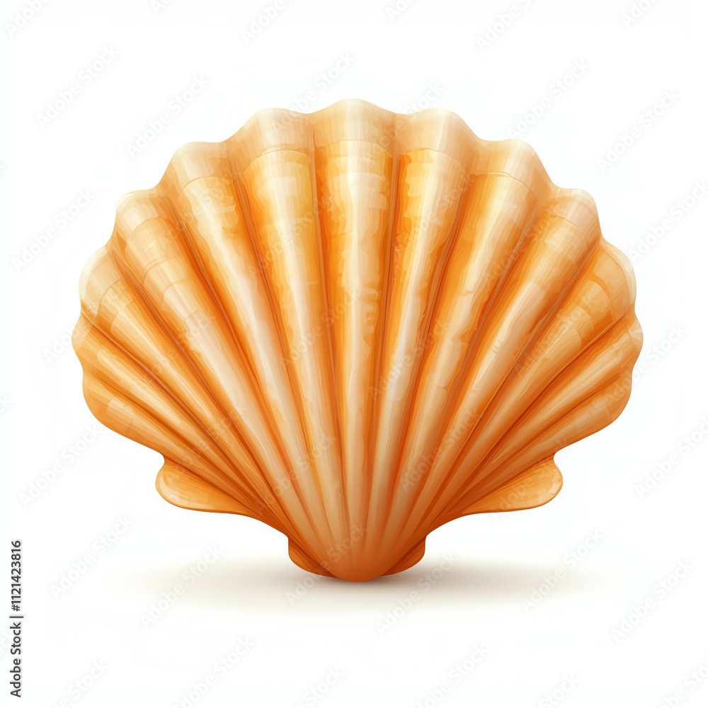 A beautifully detailed orange scallop shell with smooth lines and a natural sheen, perfect for decoration or marine-themed designs. A beautifully detailed orange scallop shell with smooth lines and a natural sheen, perfect for decoration or marine-themed designs.