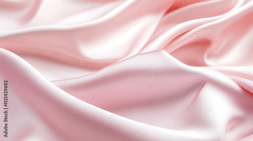 Obraz premium Close up of soft pink silk fabric in waves.