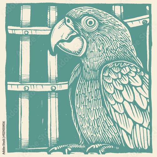 Parrot in a cage, vector