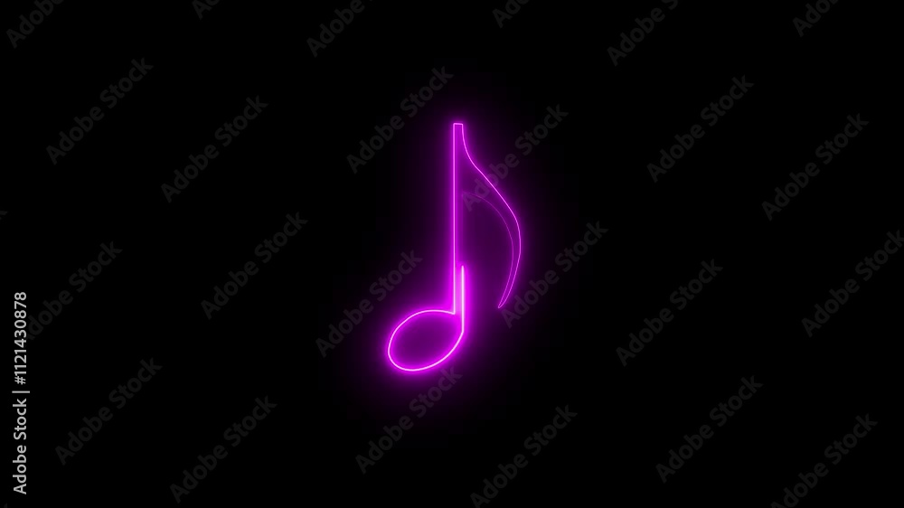 Neon music icon animation. neon glowing single musical note icon motion graphics .neon line Music note, neon line music sign Neon music icon animation. neon glowing single musical note icon motion graphics .neon line Music note, neon line music sign