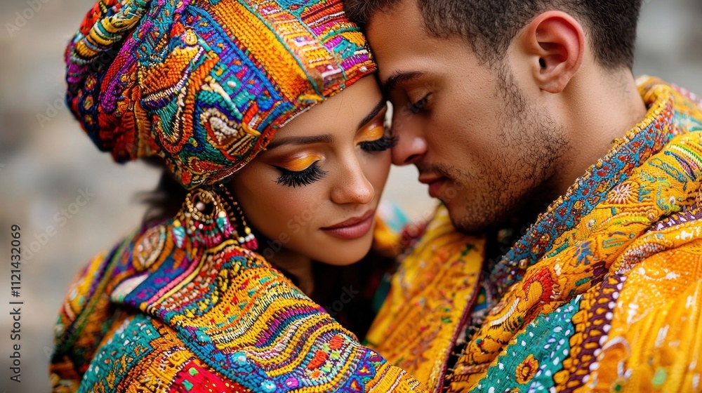 Obraz premium Vibrant Traditional Wedding Ceremony of Bride and Groom Outdoors