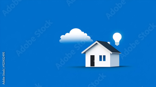 Wallpaper Mural A flat design of a smart home with simple shapes, including a thermostat, lightbulbs, and a door lock. Smart home technology illustration. Torontodigital.ca