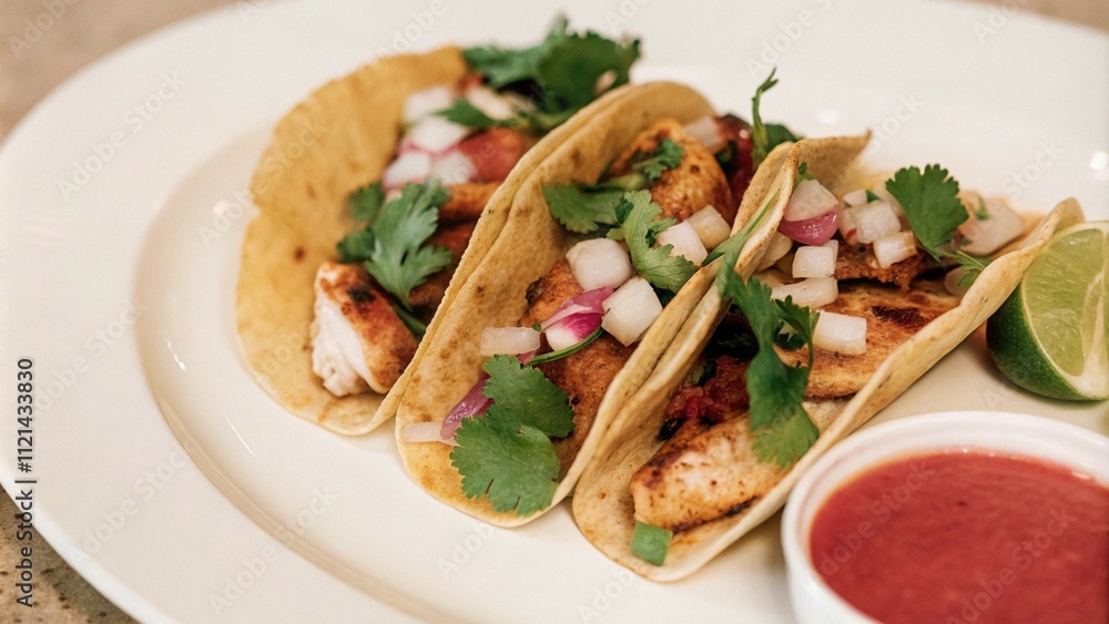 Tacos filled with grilled chicken, fresh veggies, and flavorful toppings. Tacos filled with grilled chicken, fresh veggies, and flavorful toppings.