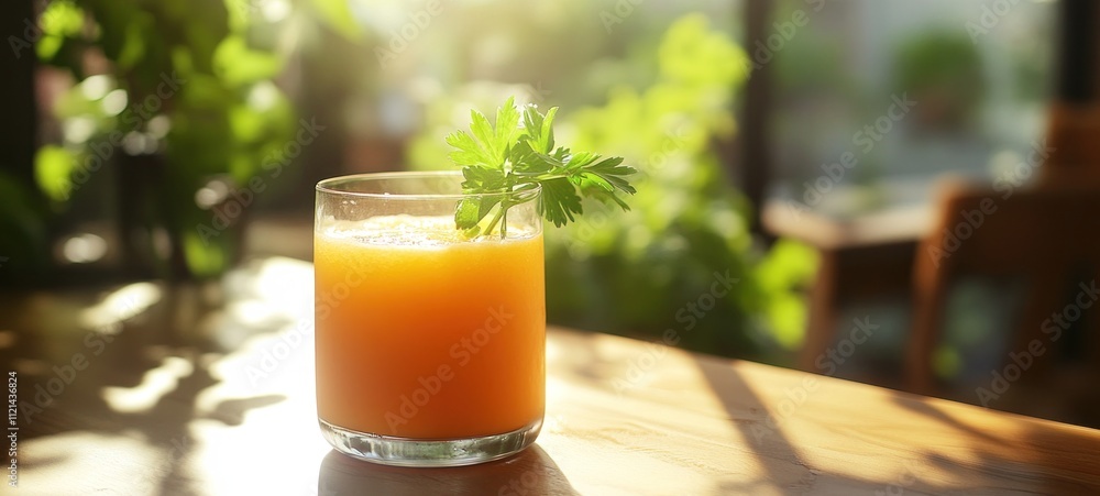 Refreshing Carrot Juice in Sunlight