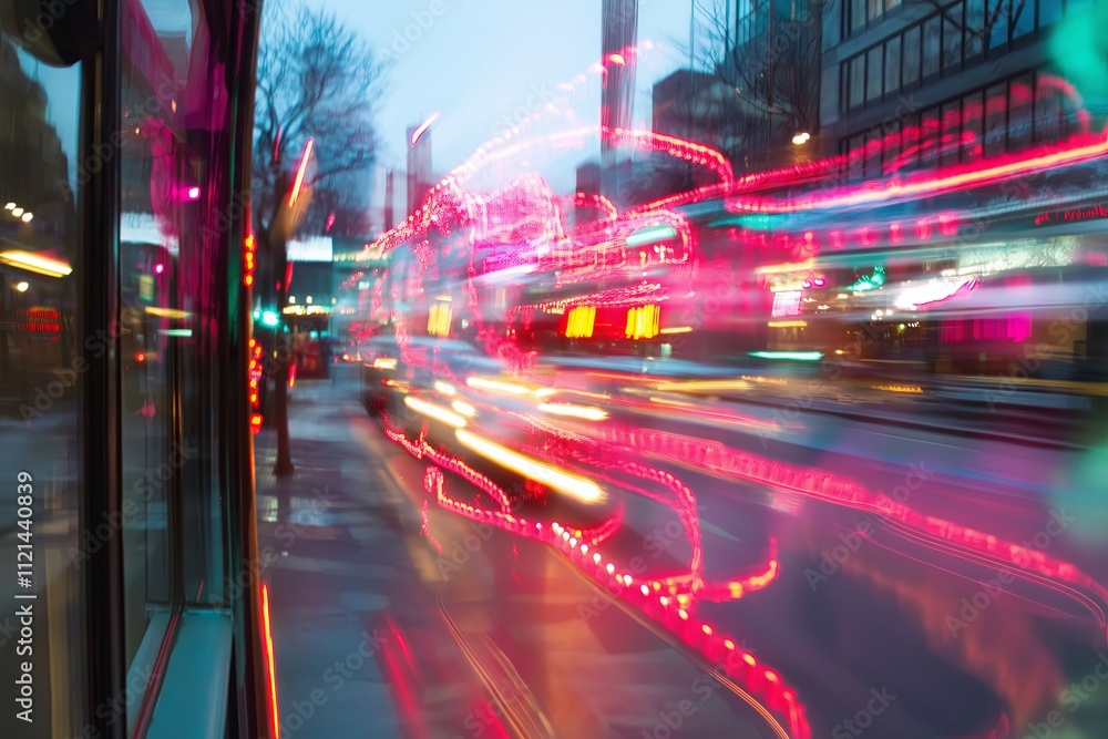 Fototapeta premium A wavy distortion effect of a colorful image stretched and blurred into motion.