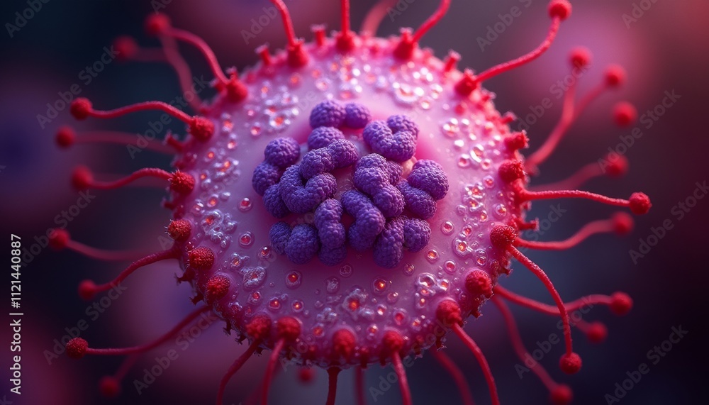 Eukaryotic chromosomes. Purple chromosomes can be seen in the nucleus of African blood lily cells. Eukaryotic chromosomes. Purple chromosomes can be seen in the nucleus of African blood lily cells.