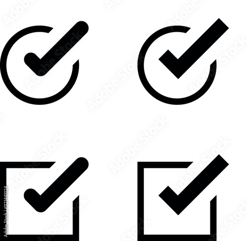 check mark icon button set. check box icon with right or correct buttons and yes checkmark tick box icons - checkbox symbol sign. check mark box square frame. vector illustration