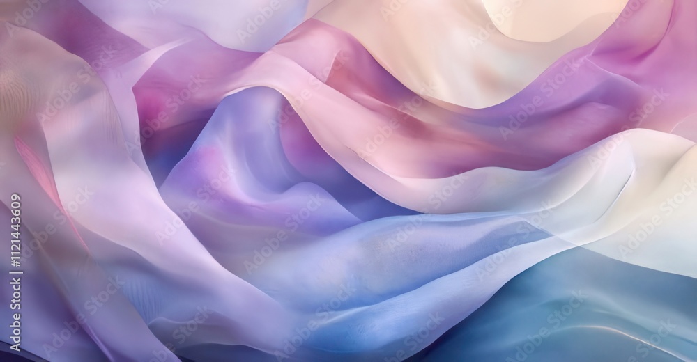 Soft pastel-colored fabric with flowing drapes and gradient hues. Soft pastel-colored fabric with flowing drapes and gradient hues.