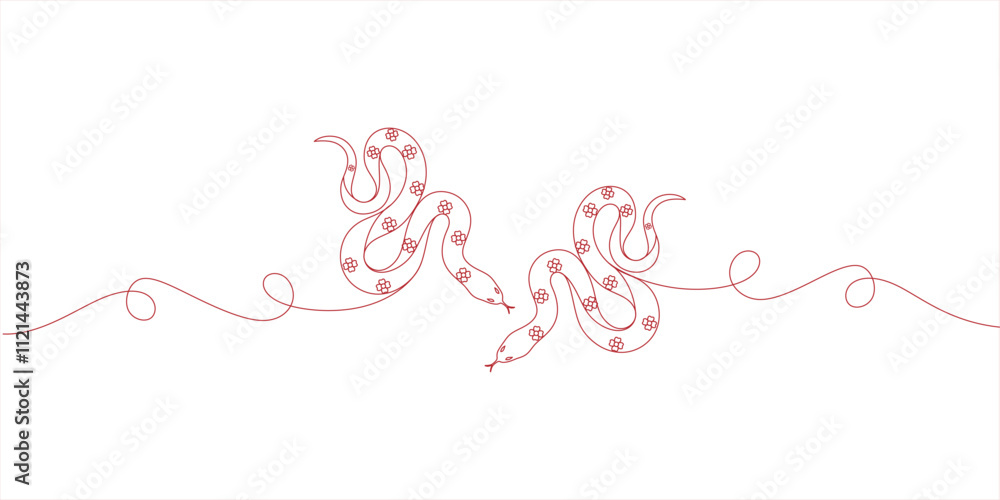 Year of snake 2025 Chinese New Year line art style vector on transparent background Year of snake 2025 Chinese New Year line art style vector on transparent background