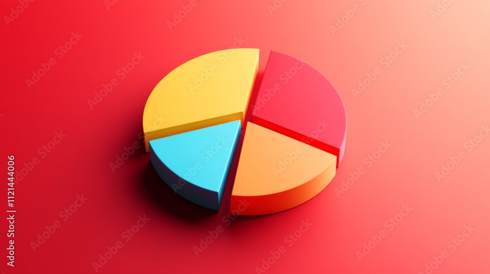 Fototapeta premium Colorful Pie Chart Displaying Four Segments on Gradient Background