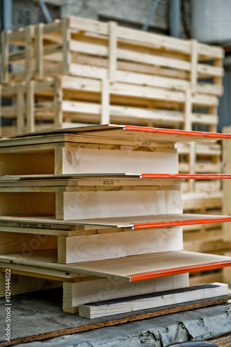 wood pallet in a warehouse photo