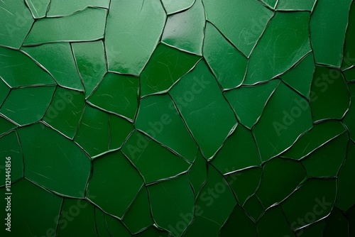 A vibrant green background with intricate hexagonal patterns