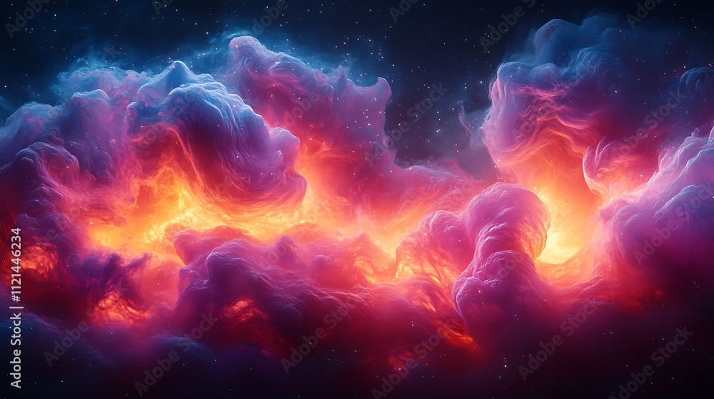 Dynamic 3D cartoon render of colorful swirling clouds with vivid textures against a dark contrasting black backdrop Dynamic 3D cartoon render of colorful swirling clouds with vivid textures against a dark contrasting black backdrop