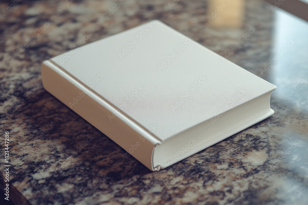 Fototapeta premium Blank white book on a mottled surface. Perfect for your next project!