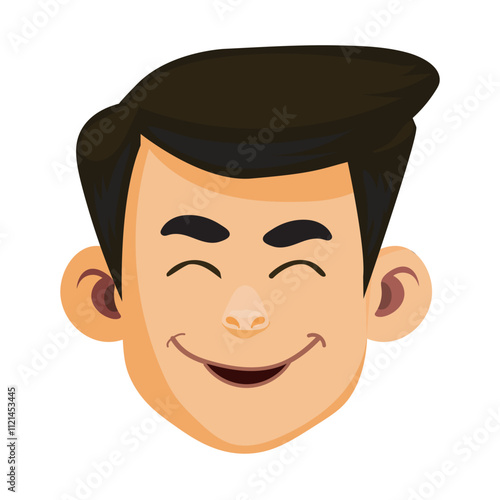 vector illustration of a cheerful male face with a smiling expression. 