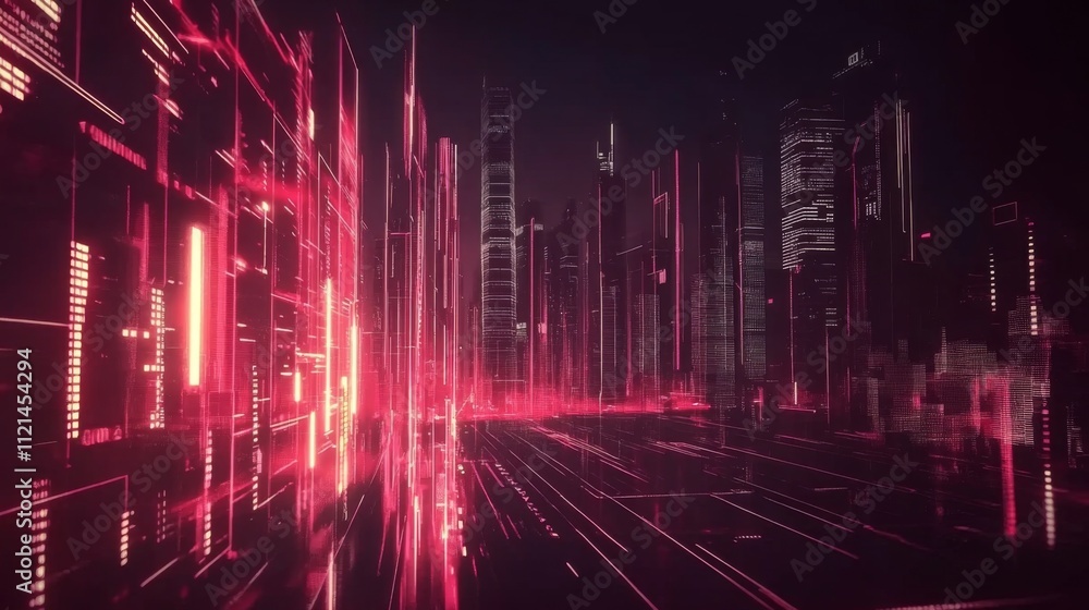 Futuristic Cityscape with Neon Lights and Abstract Technology Effects Futuristic Cityscape with Neon Lights and Abstract Technology Effects
