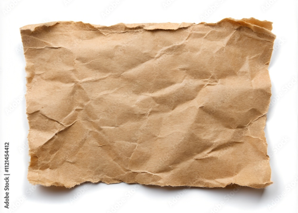 piece of brown paper on white background piece of brown paper on white background