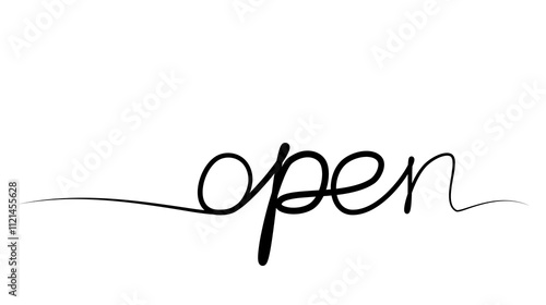 continuous drawing of the word open in one line. vector