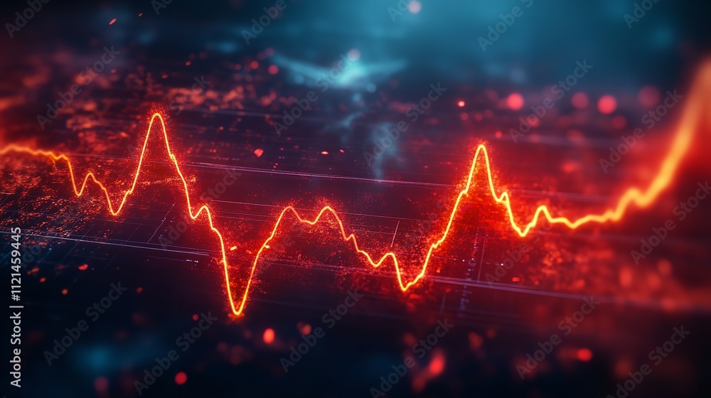 Abstract Data Visualization: Red and Blue Digital Landscape Abstract Data Visualization: Red and Blue Digital Landscape