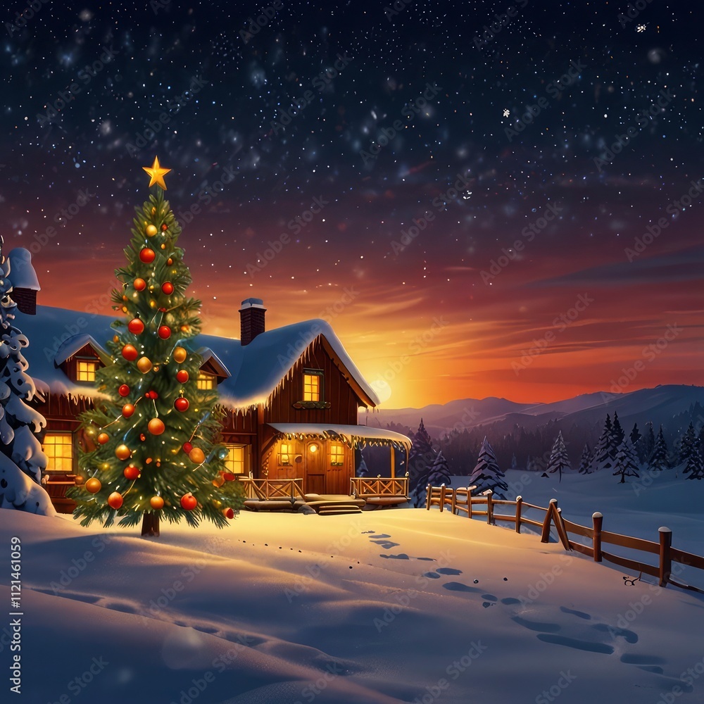 Fototapeta premium Christmas tree in the house