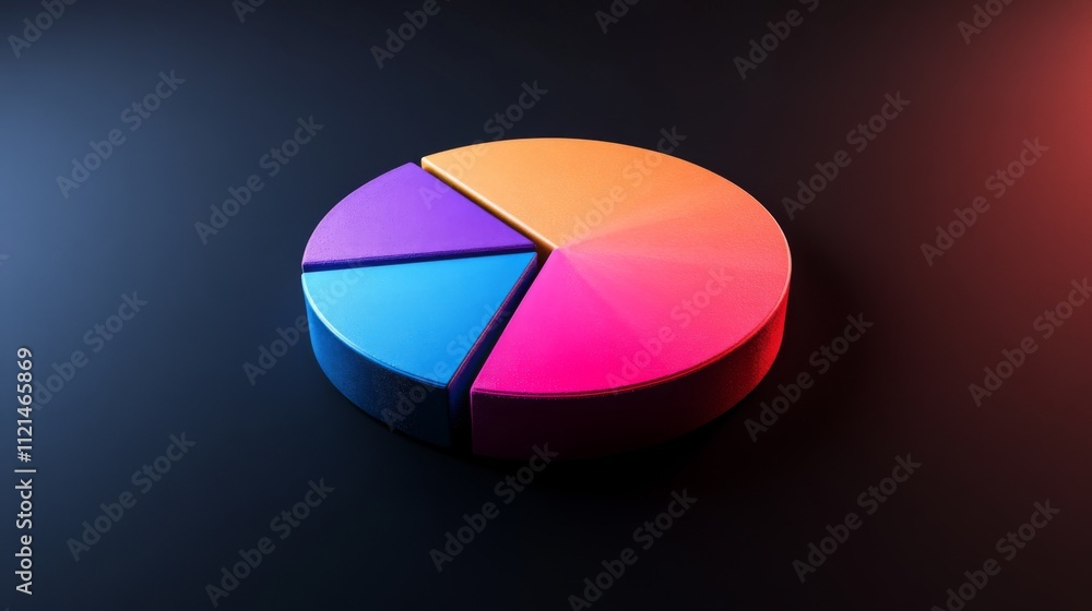 Obraz premium Colorful Pie Chart Representation on Dark Background for Data Analysis