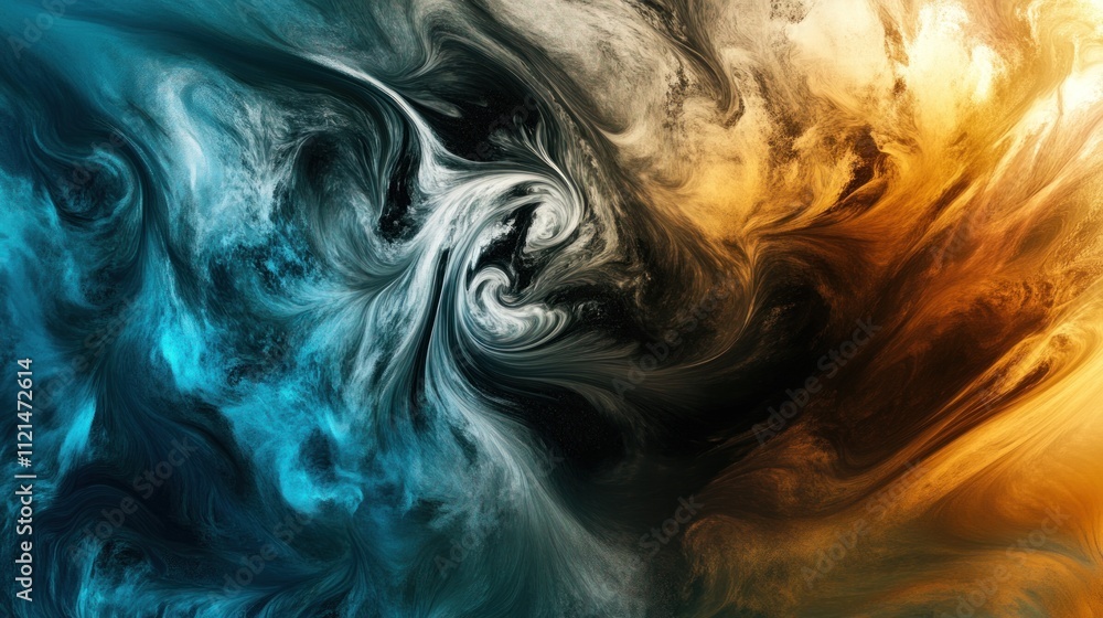 Abstract Swirling Cosmic Nebula: A Symphony of Blues, Golds, and Blacks Abstract Swirling Cosmic Nebula: A Symphony of Blues, Golds, and Blacks
