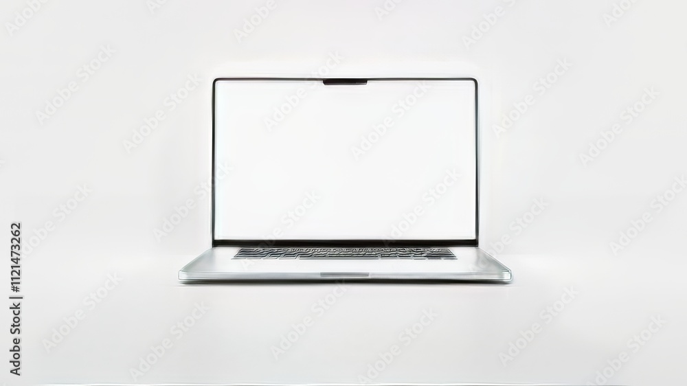 Modern Laptop Front View - White Screen - Vivid Colors - High Resolution Modern Laptop Front View - White Screen - Vivid Colors - High Resolution