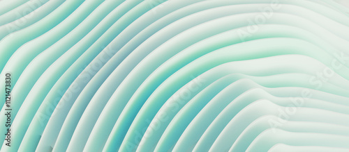 Modern green gradient abstract curved layered lines background 3d rendering