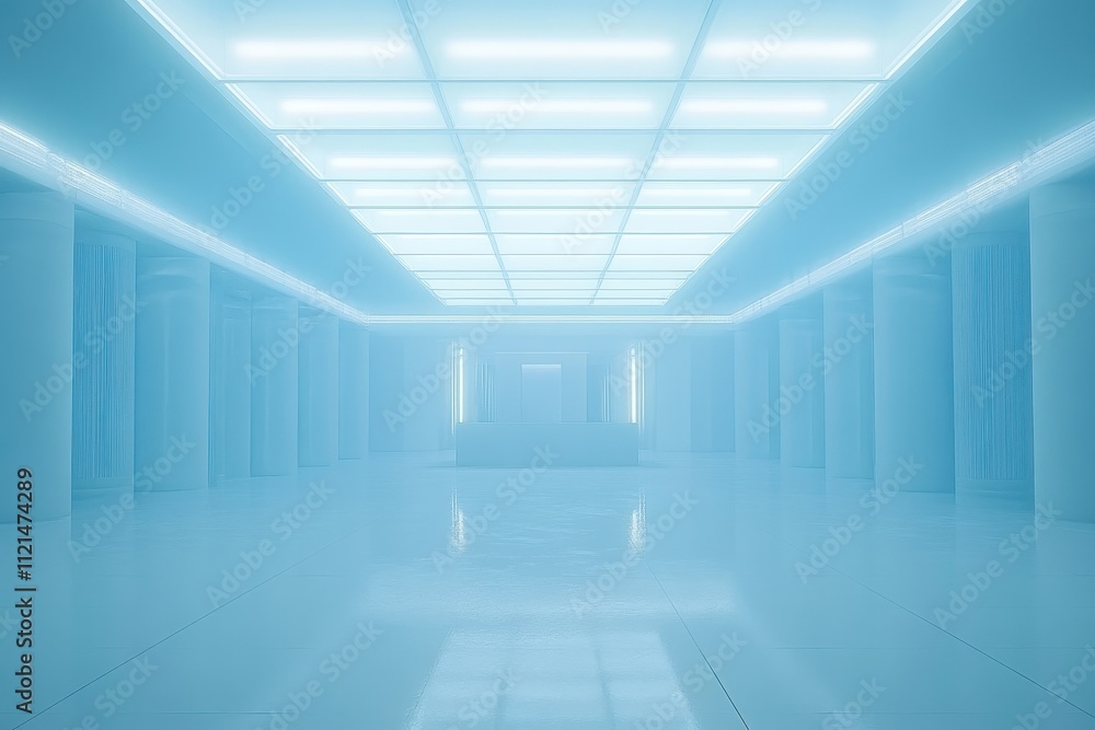 Fototapeta premium Bright and Serene Futuristic Corridor