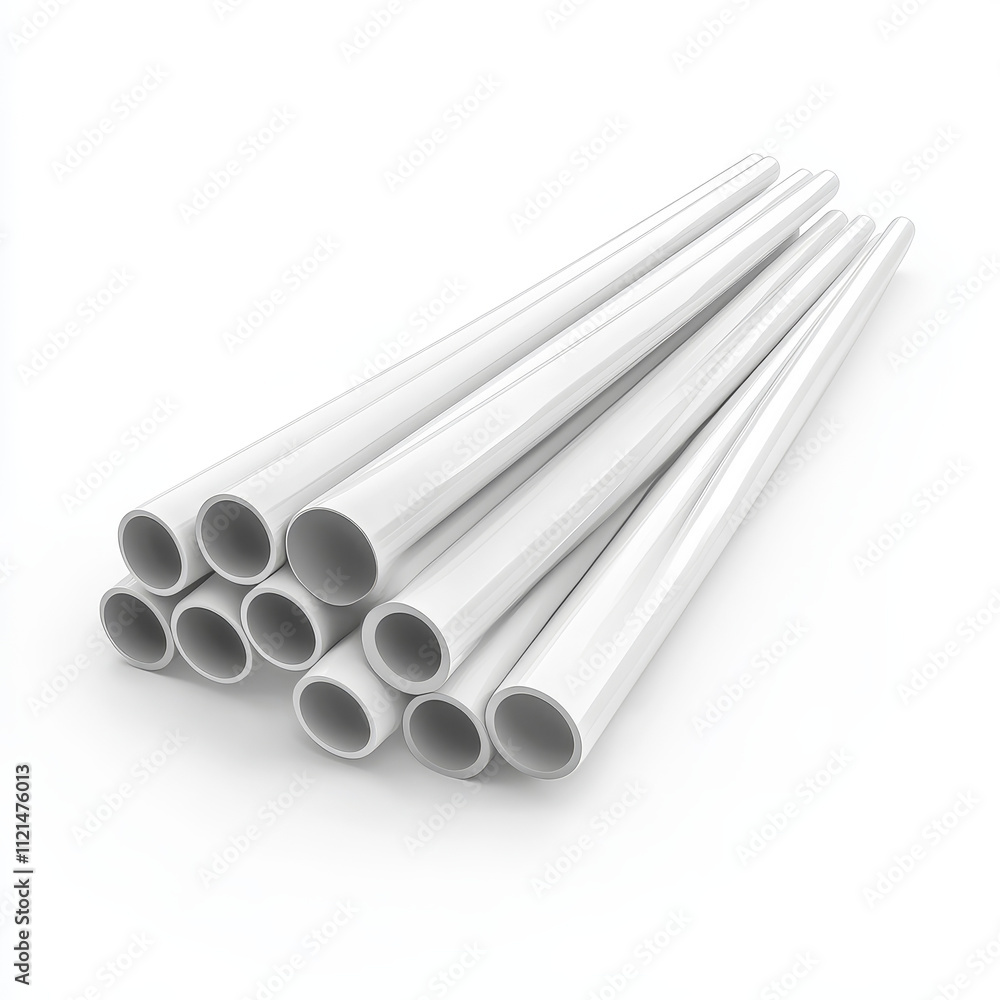 Collection of White PVC Pipes on a White Background Collection of White PVC Pipes on a White Background