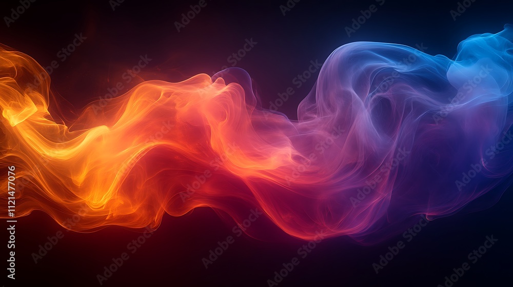 Vibrant stylized swirling smoke expanding dynamically in a cartoon exaggerated 3D render on a dark black background Vibrant stylized swirling smoke expanding dynamically in a cartoon exaggerated 3D render on a dark black background